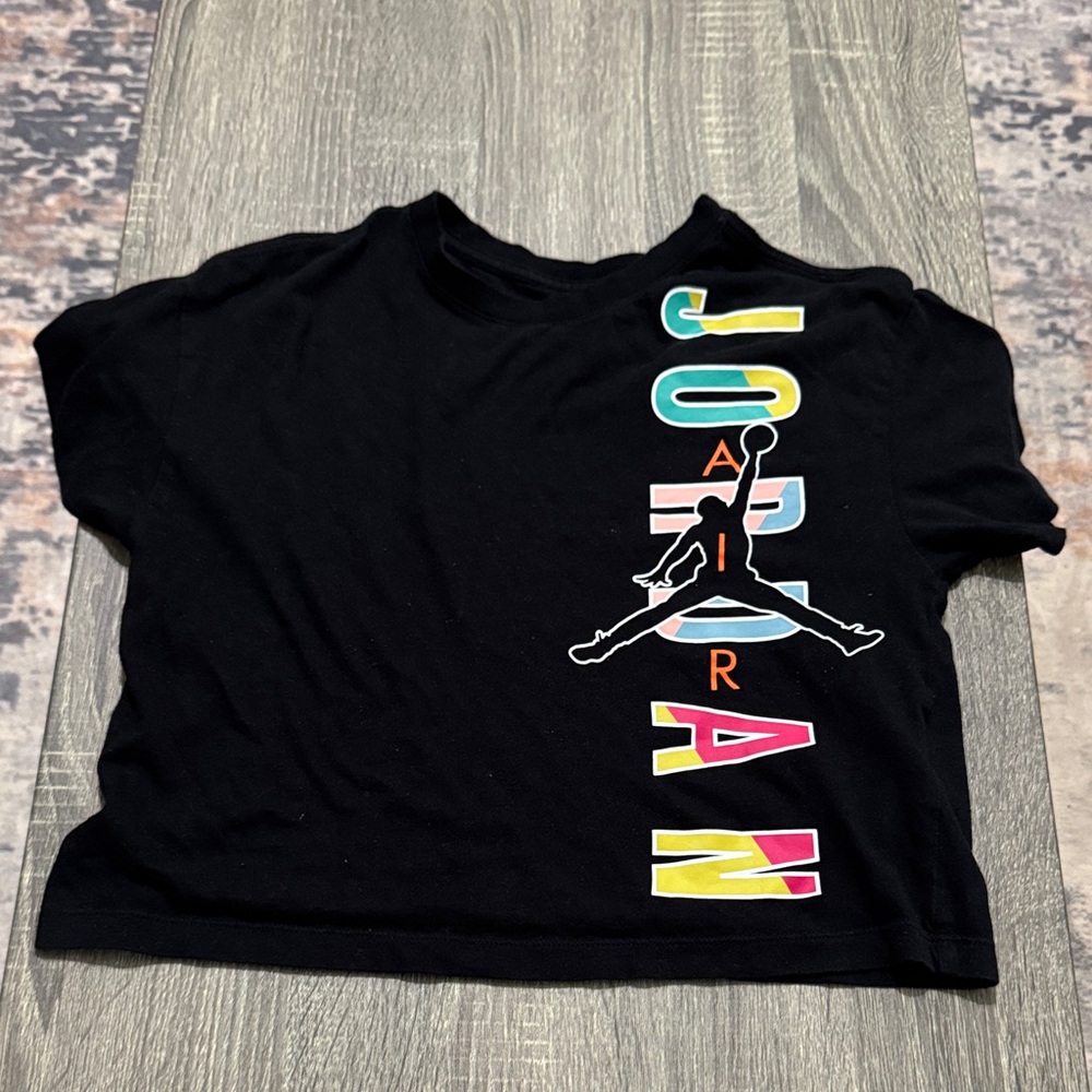 Jordan Black Tee with Multicolor Lettering
